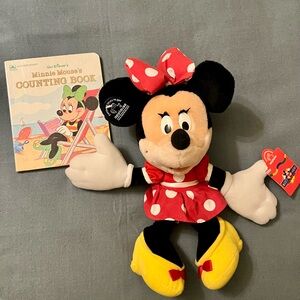 DISNEY MINNIE MOUSE Plush with Counting Book -Vintage NWT